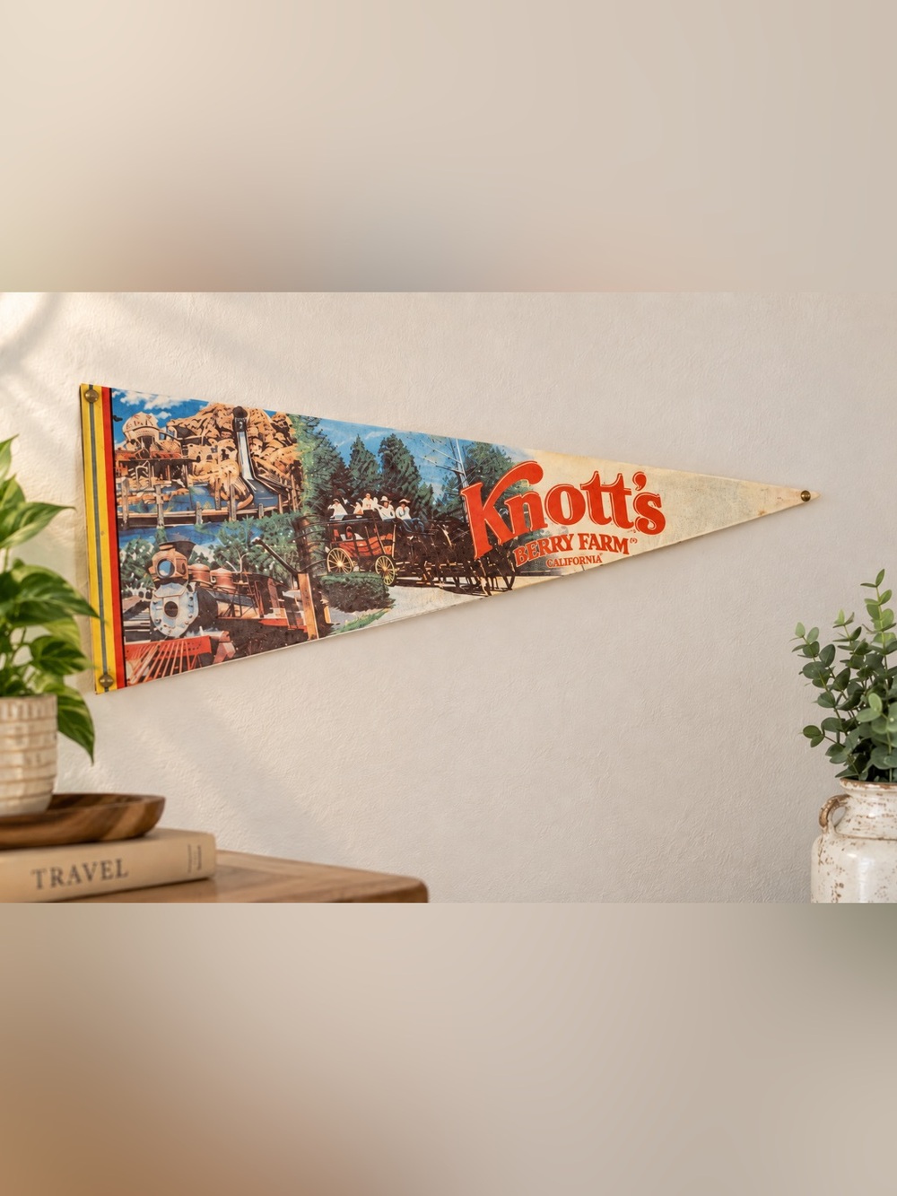 Vintage Knott’s Berry Farm California Pennant Stagecoach Train Log Ride 29.5”